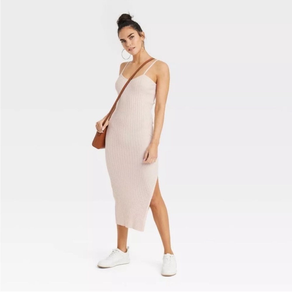 Universal Thread Ribbed Knit Spaghetti Strap Midi… - image 1